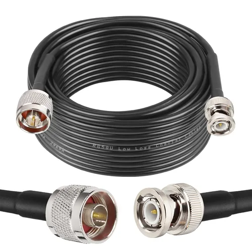 Vista 10 de MOOKEERF Cable RG58 N tipo a BNC de 3 pies, cable de extensión BNC macho a N macho de 50 ohmios para antena, radioaficionado, osciloscopio
