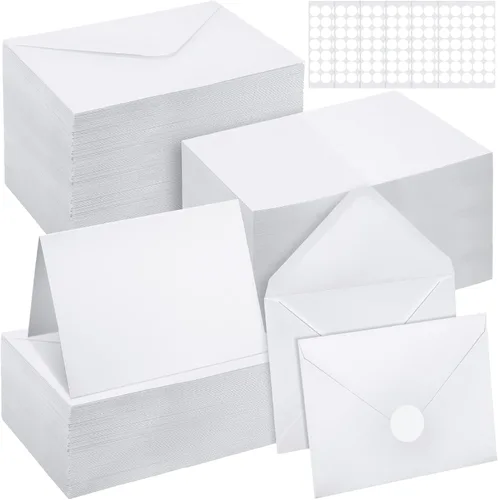Vista 7 de Yeaqee Paquete de 200 tarjetas en blanco con sobres y calcomanías, tarjetas de notas de agradecimiento, sobres autoadhesivos, tarjetas