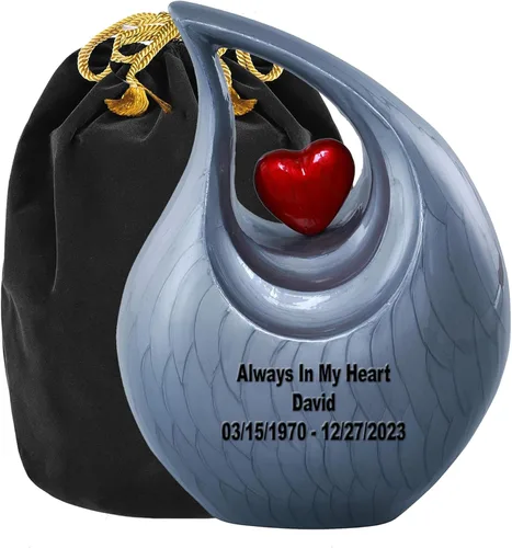 Vista 21 de Urna de cremación Heart of Love para cenizas humanas - Hermosa urna conmemorativa ERN para adultos - ERN decorativa para seres queridos - Urna Negro