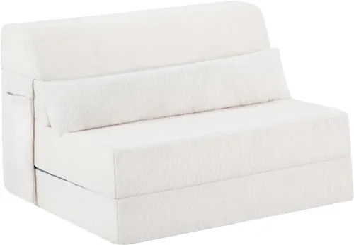Vista 21 de Sofá cama plegable tamaño individual, colchón convertible con almohada, colchón de pana gruesa para el suelo, sofá cama con bolsillo lateral