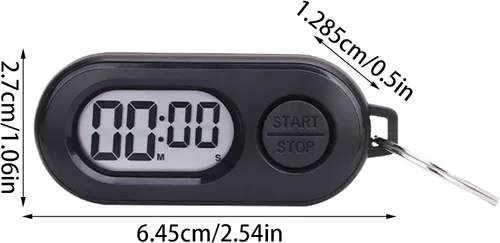 Vista 5 de 2 llaveros con temporizador digital pequeño, cronómetro deportivo, reloj de cuenta regresiva con diseño de pantalla LCD, para atletas, profesores