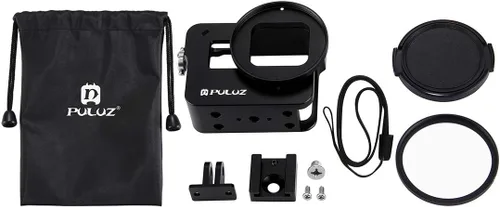 Vista 6 de PULUZ Funda de aleación de aluminio para GoPro Hero 7 Negro/New Hero 2018 / Hero 5 / Hero 6 carcasa CNC jaula protectora con soporte de zapata fría