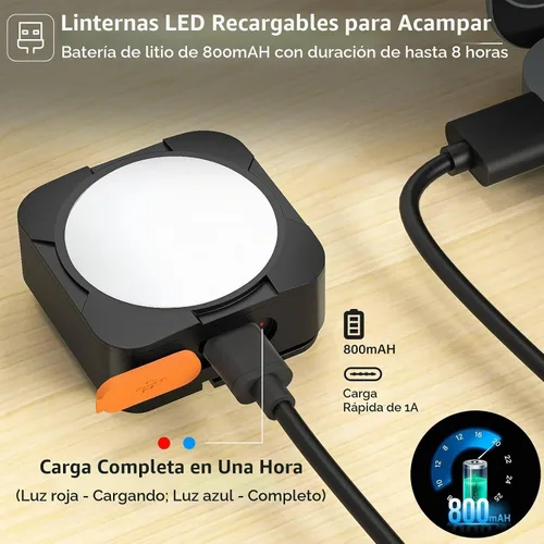 Vista 4 de FLY2SKY - Paquete de 3 luces LED recargables para camping, mini linterna de emergencia