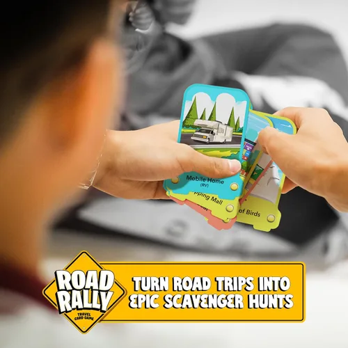 Vista 2 de Mini Explorer Road Rally Travel Scavenger Hunt - Juego de cartas para niños – Viaje por carretera, juegos de coches y actividades imprescindibles