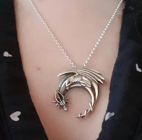 Vista 6 de Caiyao Collares de dragón de hielo y fuego vintage Targaryen dragón colgante collares para mujeres y niñas joyería