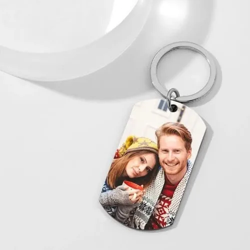 Vista 2 de toyofmine Llavero personalizado de doble cara para fotos, regalo seguro para niños, novias, mascotas