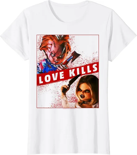 Vista 39 de Child's Play Chucky and Tiffany Love Kills T-Shirt Asphalt Grey