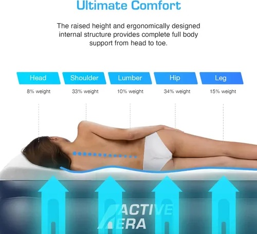Vista 3 de Active Era Colchón de aire tamaño King con bomba elevada incorporada, colchón inflable elevado de alta calidad con almohada elevada, resistente a