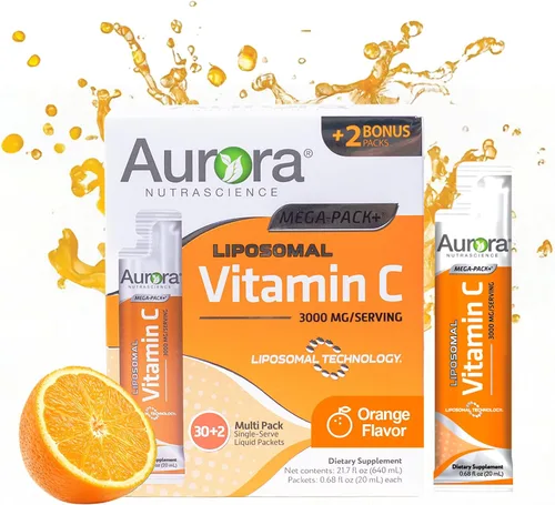 Vista 8 de Aurora Nutrascience - Vitamina C líquida liposomal, suplemento de apoyo inmunológico saludable para adultos, sin azúcar, 3000 mg por porción