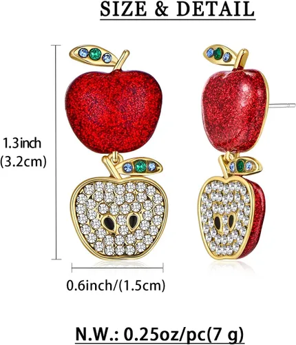 Vista 6 de WOWORAMA Aretes colgantes para profesores para mujer, aretes colgantes de manzana lindos para el regreso a clases, aretes de fútbol, regalos