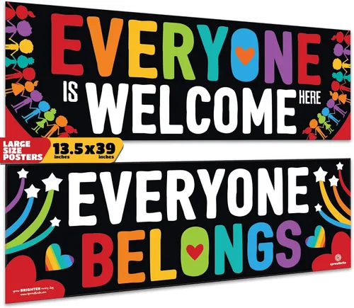 Vista 7 de Sproutbrite Juego de 2 pósteres educativos de 13.5 x 39 pulgadas, pósteres para profesores, pósteres positivos para el aula y decoración de pared