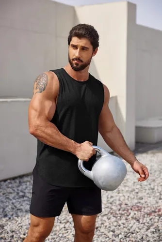 Vista 2 de COOFANDY Camisetas sin mangas para hombre, paquete de 3 camisetas sin mangas para gimnasio, fisicoculturismo, fitness