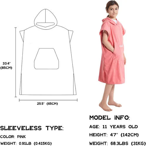 Vista 8 de Hiturbo Poncho de toalla de baño para niños: toallas de natación