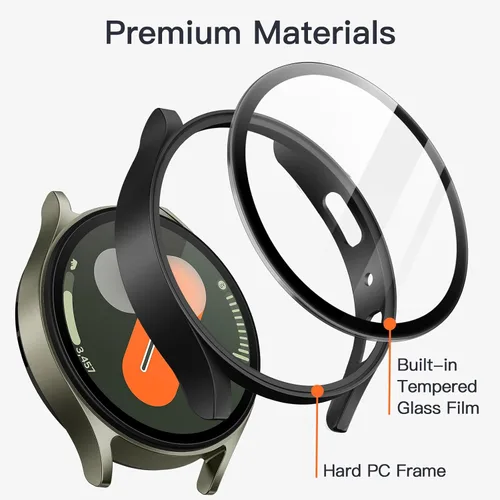 Vista 3 de JETech Funda con protector de pantalla para Samsung Galaxy Watch 7 de 40 mm, cubierta protectora general, película de vidrio templado de alta Negro