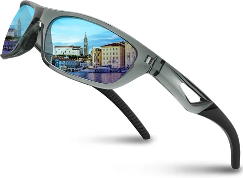 Vista 8 de RIVBOS Polarized Sports Sunglasses UV400 for Driving Cycling Fishing RB831 TR90 lightweight frame for cycling, baseball, running, driving and Negro
