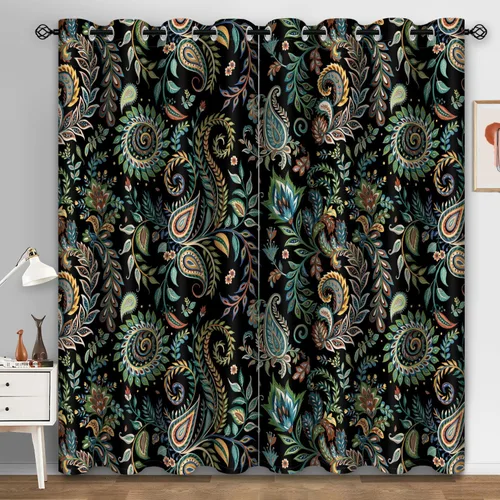 Vista 8 de Aimego Cortinas opacas abstractas con ojales para ventana, para el hogar, dormitorio, sala de estar, 2 paneles (42 x 54 pulgadas)