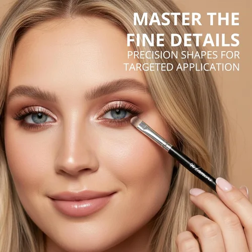 Vista 11 de 7 pieza Eye Juego de brochas, Negro/Plateado Fluffy, Smudging, Shading, Defining, Powder Cream Liquid Cosmetics, Eyeliner, Crease, Eyebrow