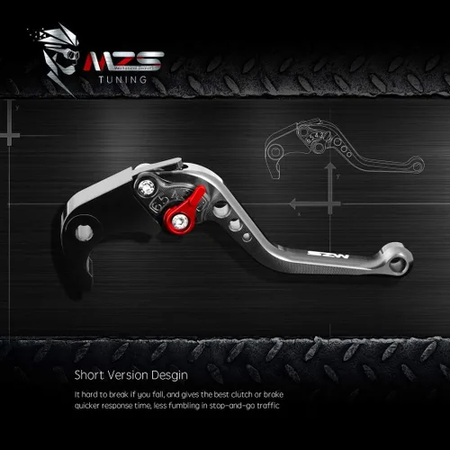 Vista 5 de MZS Palancas de embrague/freno cortas ajustables p/moto, negro, CNC, compatibles con EX650 ER-6F ER-6N 06-08 KLE650 06-08 GPZ500S EX500 90-09