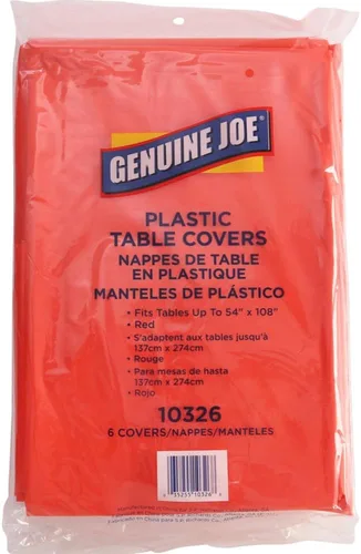 Vista 4 de Genuine Joe GJO10325 - Mantel rectangular de plástico, 108 pulgadas de largo x 54 pulgadas de ancho, color azul (paquete de 6)