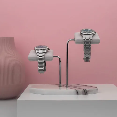 Vista 2 de LYS&LYX Soporte de reloj Soporte de exhibición de reloj Soporte de reloj Soporte de reloj hecho a mano (2-blancoplateadoblanco)