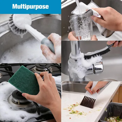 Vista 8 de XANGNIER Kit de limpieza para máquina de palomitas de maíz, 8 piezas, juego de limpiador multifuncional con cepillo de mango largo, cepillo