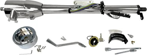 Vista 16 de Columna de dirección manual de 81 cm con inclinación, acabado de acero inoxidable pulido, con adaptador de rueda de 9 orificios, sin llave Columna