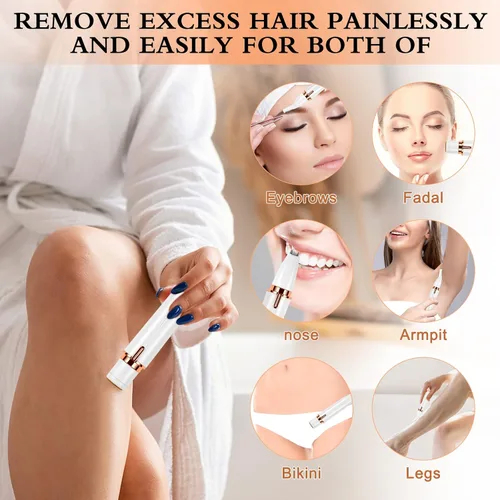 Vista 5 de Hicdaw Maquinillas de afeitar eléctricas para mujer, 4 en 1, recortadora de bikini de pelo púbico, afeitadoras faciales para la nariz, recortadora