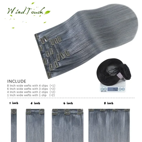 Vista 39 de WindTouch - Extensiones de cabello humano real con clip, color marrón claro a rubio con reflejos #6P613, 22 pulgadas, 4.33 onzas, 7 piezas #6p613