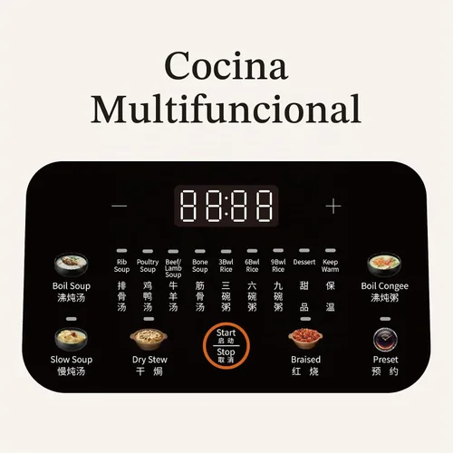 Vista 2 de Joydeem Olla eléctrica de 4 cuartos de galón, olla multifuncional de 500 W con interior de cerámica, sopa, gachas de avena, estofado, estofado