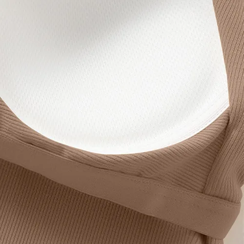 Vista 7 de Camisetas sin mangas de algodón acanalado para mujer, brasier integrado, sin mangas, cuello redondo, ajustada, capa base de verano, camisetas