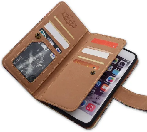 Vista 7 de Bcov Funda tipo cartera para iPhone 7 Plus/iPhone 8 Plus, Postal de la Torre Eiffel, funda multifuncional de piel con tapa y ranura para tarjeta
