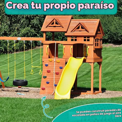Vista 5 de CMOOD Presas de Escalada en Roca, Pared de Escalada en Roca para Niños, Kit de Escalada de Pared de Roca para Parque Infantil Interior y Exterior