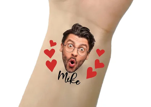 Vista 13 de Cara personalizada tatuaje temporal impermeable mirada real personalizado tatuaje pegatinas boda fiesta cumpleaños mejor regalo