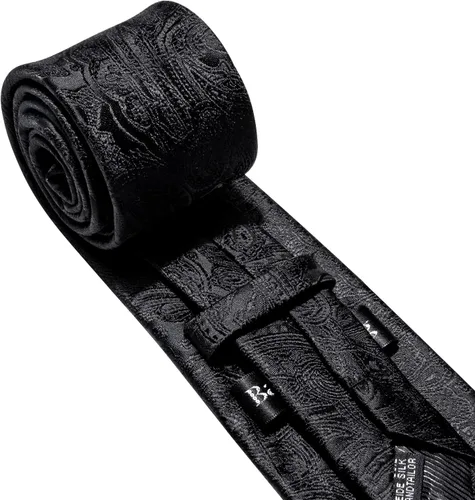 Vista 119 de Barry.Wang - Juego de corbata de seda para hombre, diseño de cachemira, pañuelo y gemelos de bolsillo