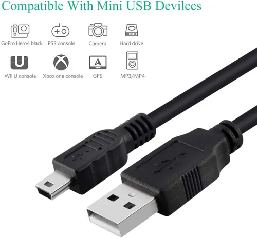 Vista 4 de DTOL PS3 Controller Charger Cable Ring Mini USB Data Charging Cord for PS Move PlayStation 3 Wireless Controller, TI84 Plus CE, Digital Camera 10ft
