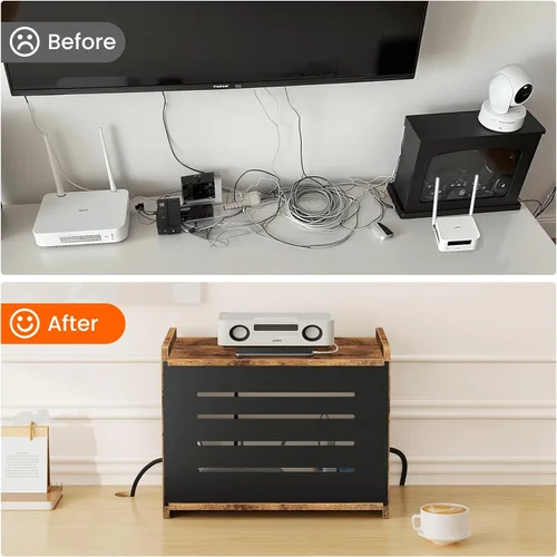 Vista 7 de Estante para enrutador Homode, caja ocultadora de madera para WiFi, soporte para estante de proyector, caja de almacenamiento para enrutador
