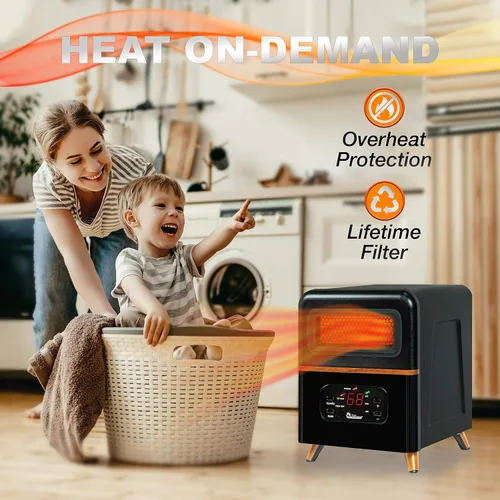 Vista 4 de DR. INFRARED HEATER DR-978 Nuevo calentador de espacio infrarrojo portátil híbrido de doble calefacción actualizado, 1500 W con control remoto