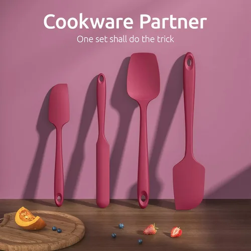Vista 7 de U-Taste Juego de espátulas de silicona con 480 grados Fahrenheit resistente al calor (rojo)