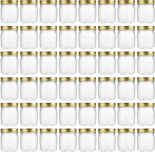 Vista 17 de Novelinks - Tarros de plástico de 8 onzas y tarros de plástico transparente con tapas, 8 onzas 8 Pack, Black, Plastic Containers with Lids, Small