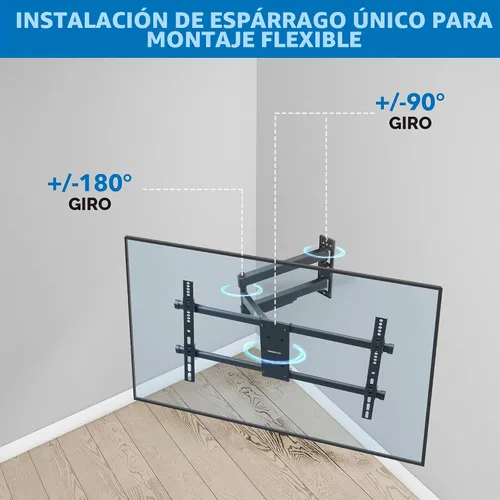 Vista 5 de Mount-It! Soporte de pared de TV de movimiento completo resistente con certificación UL para la mayoría de televisores de pantalla plana de 37 a 80