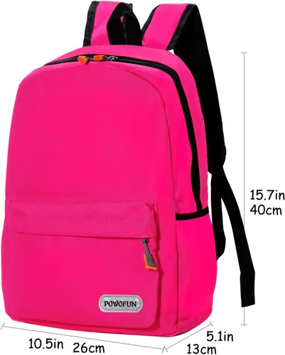 Vista 4 de Mochila para niños de 15 pulgadas, ligera, para escuela primaria, para jardín de infantes, mochila de viaje casual, Rosa, Casual