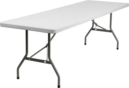 Vista 9 de Flash Furniture Park - Mesa plegable bi-fold de plástico de ratán marrón de 6 pies de grado comercial