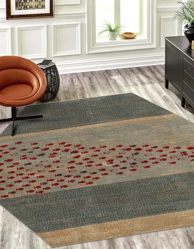 Vista 14 de Unique Loom Fars Collection - Alfombra de área - Jordania (2 pies 2 pulgadas x 3 pies, rectangular, azul/azul claro)
