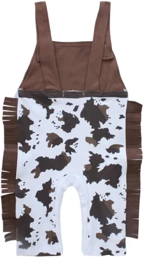 Vista 2 de Nikiikoo Disfraz de vaquero del salvaje oeste para bebés y niños, mameluco con tirantes y sombreros, traje de cosplay para Halloween