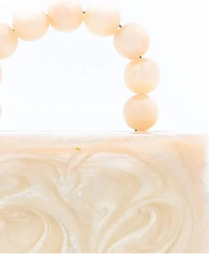 Vista 5 de ACCEDO Bolso de mano de mármol acrílico de lujo para mujer, bolso formal de noche, fiesta, novia, boda, bolso de mano para mujeres y niñas, blanco