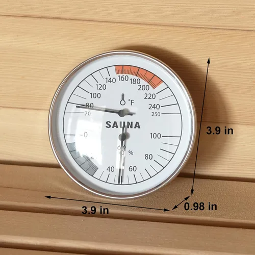 Vista 2 de Termómetro de sauna en Fahrenheit, termómetro higrómetro de sauna 2 en 1, medidor preciso de temperatura y humedad para saunas, accesorios de sauna