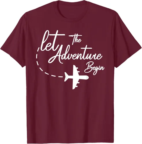 Vista 12 de Let The Adventure Begin - Camiseta inspiradora en modo de viaje en avión, Negro, S