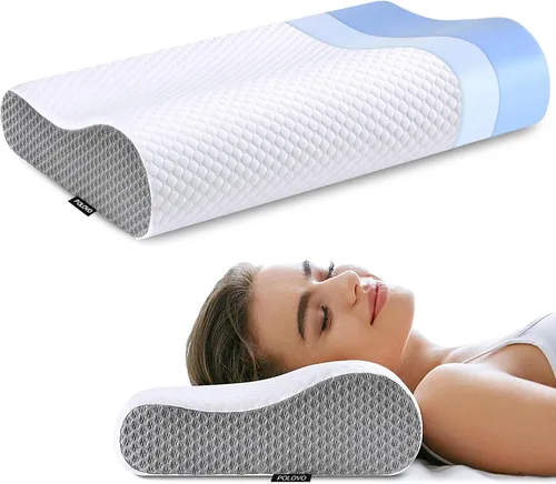 Vista 8 de Almohada de espuma viscoelástica para cama para dormir, almohada ortopédica cervical de contorno de cuello ergonómica para personas que duermen