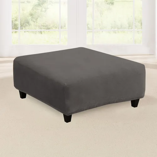 Vista 13 de Sure Fit Home Décor Funda Elástica de Piqué para Cojín Box de Otomana de Gran Tamaño de Una Pieza, Ajuste Elástico, Poliéster/Spandex, Lavable a