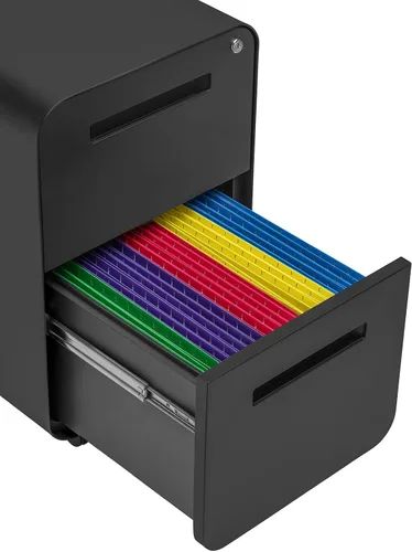 Vista 6 de Laura Davidson Furniture Stockpile - Archivador móvil de 2 cajones con cerradura, archivador de metal para debajo del escritorio, carpetas
